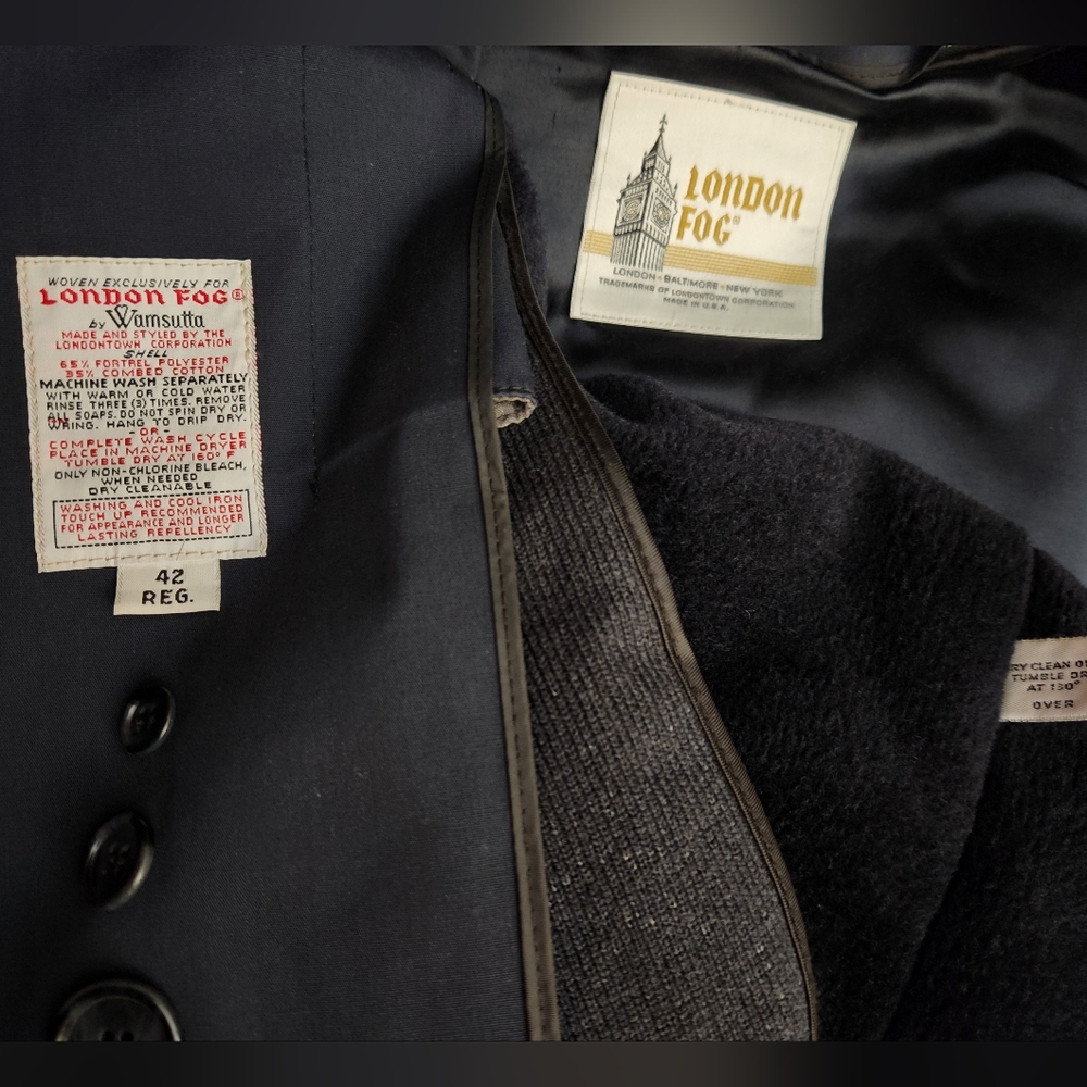 📢RARE📢 London Fog Navy Trench Coat - Picture 6 of 7